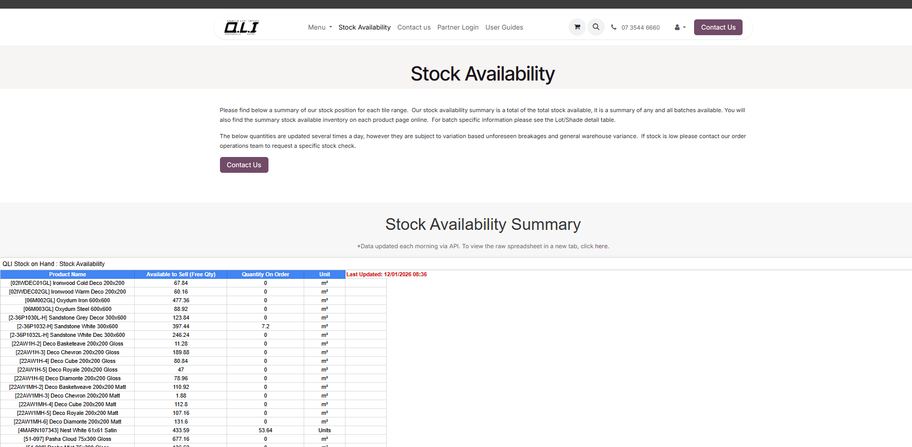 Viewing Stock Availability | QLI Wholesale