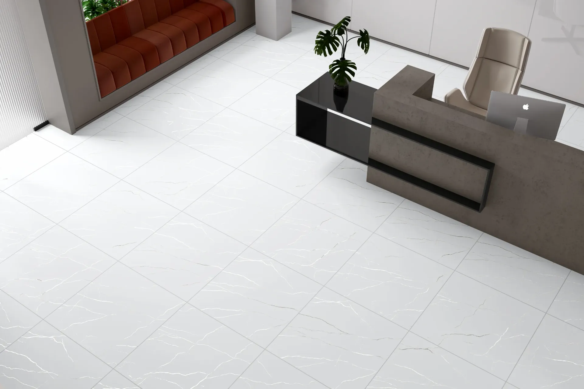 [8852406614655] Lavish White 600x600 3D Carving Matt