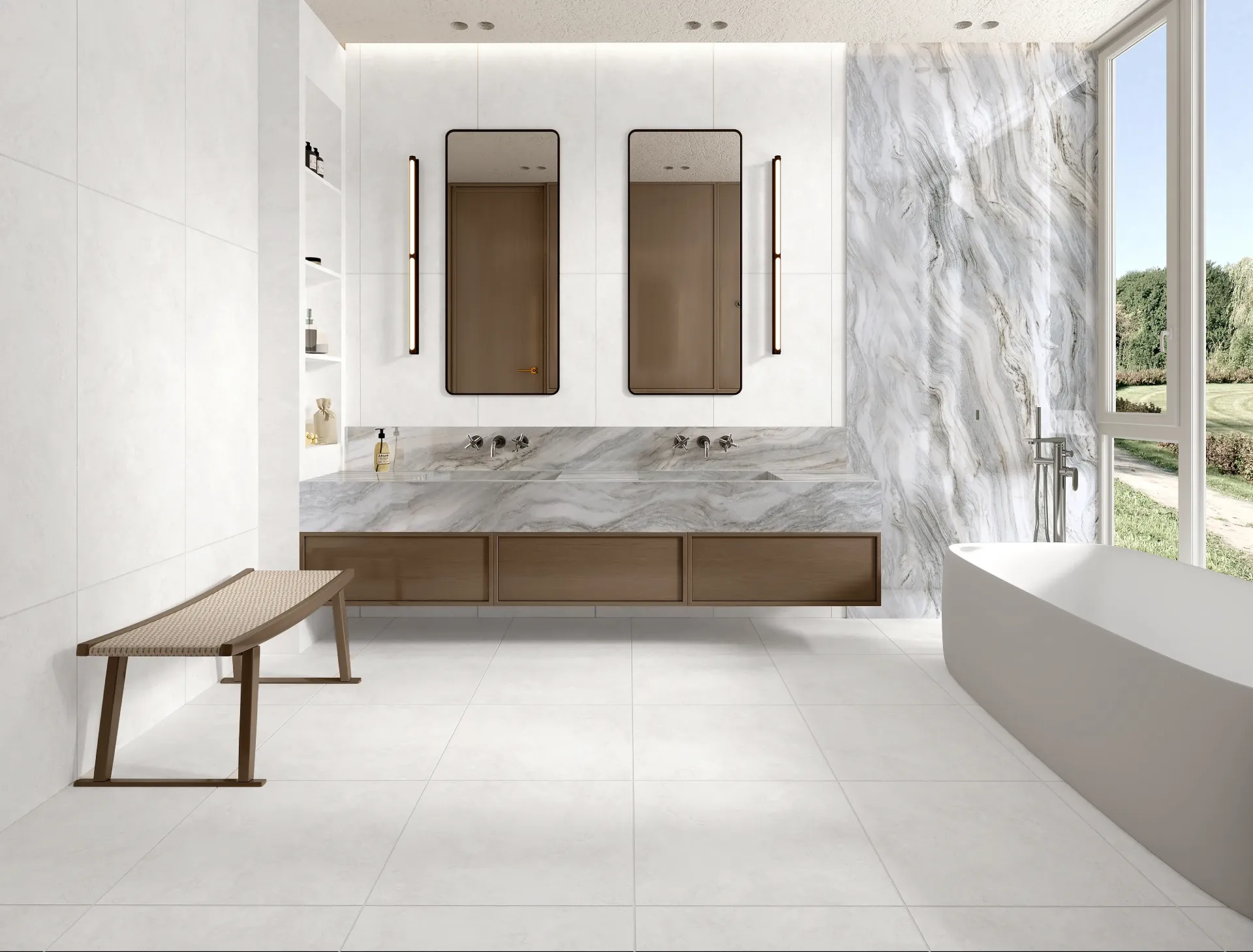 [E624660H] Travertine White 600x600 Honed