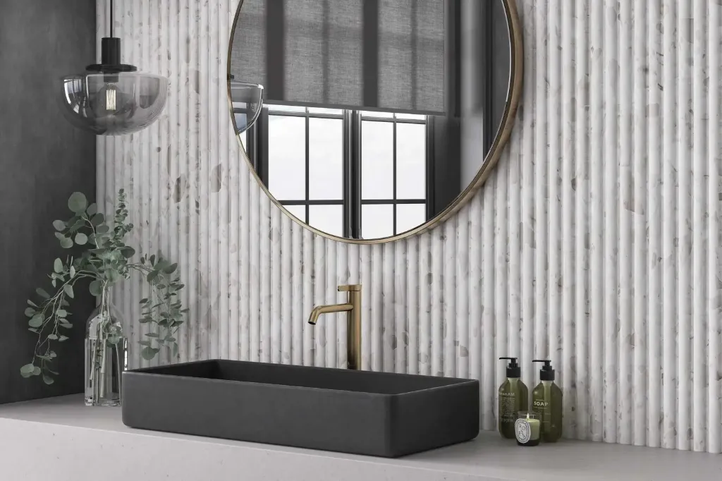 [FLUTEDTERRAZOWHITE] Fluted Terrazo White 40x120