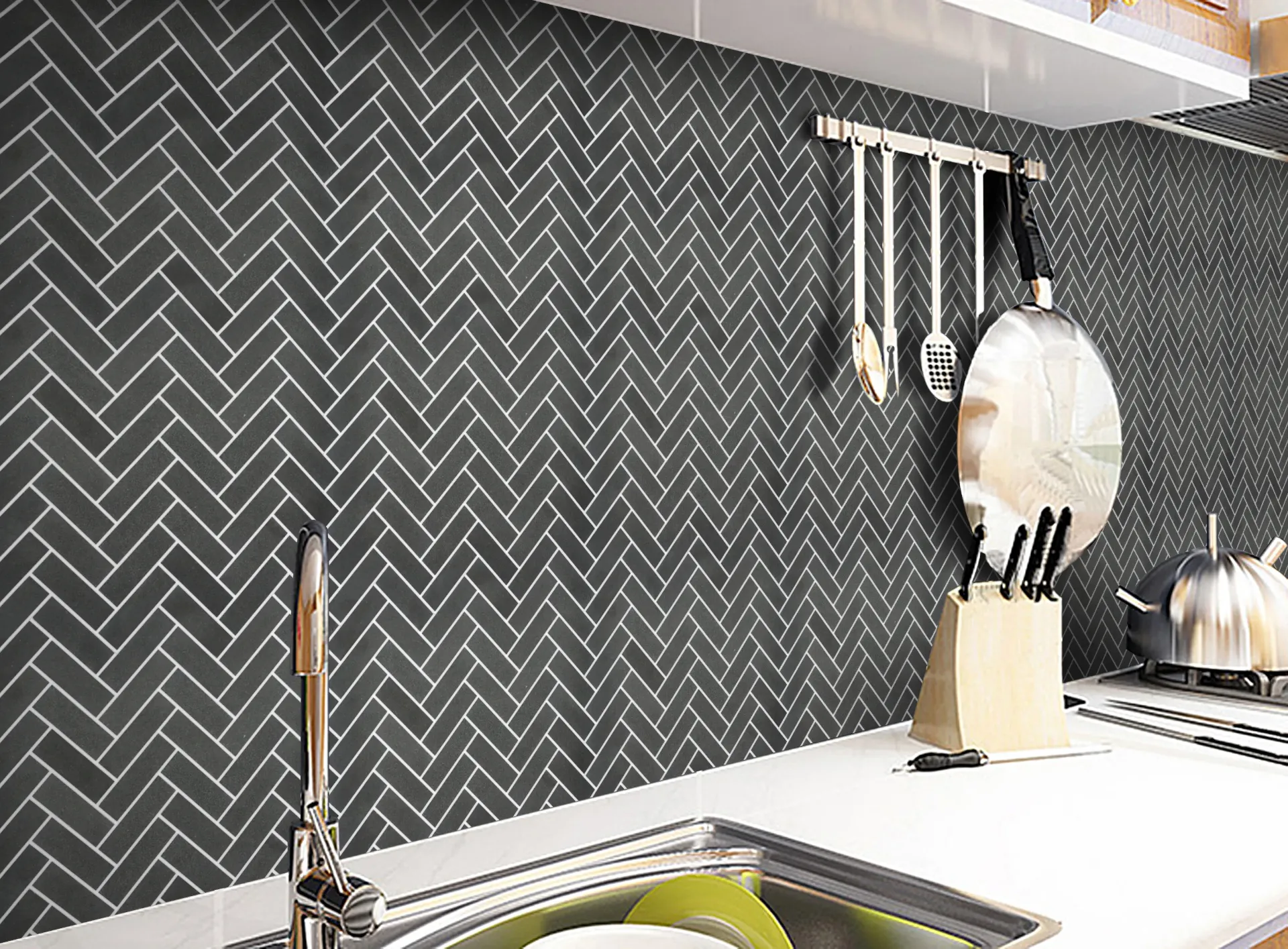 [LAP4006 (Black Colour)] Basaltina H/Bone Mosaic