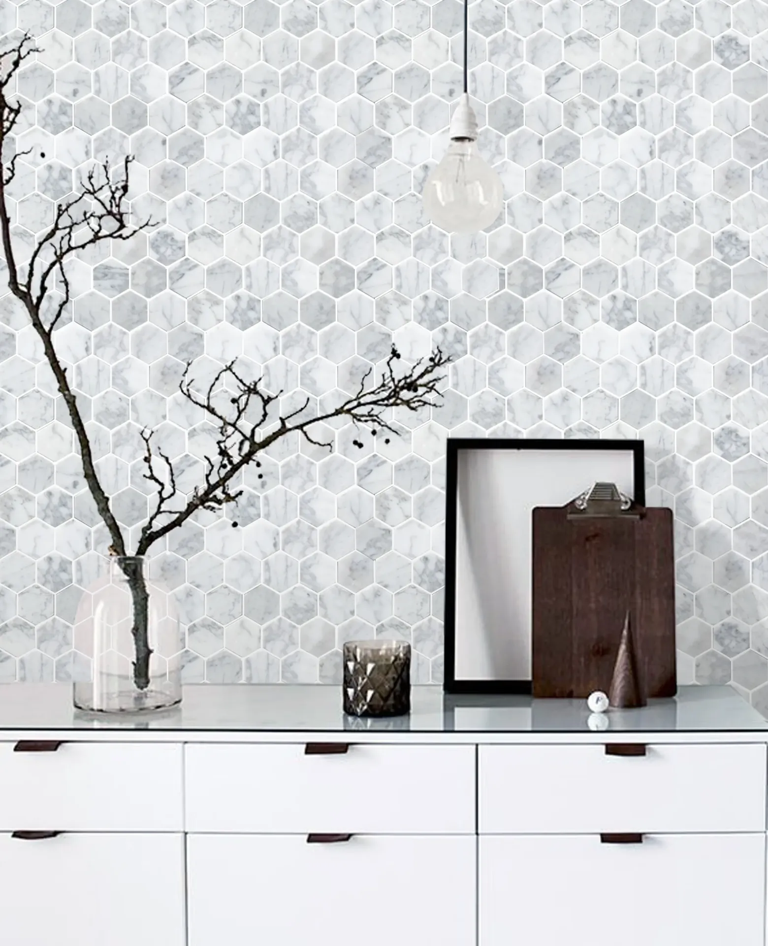 [LAY3004] Carrara White Hex Mosaic