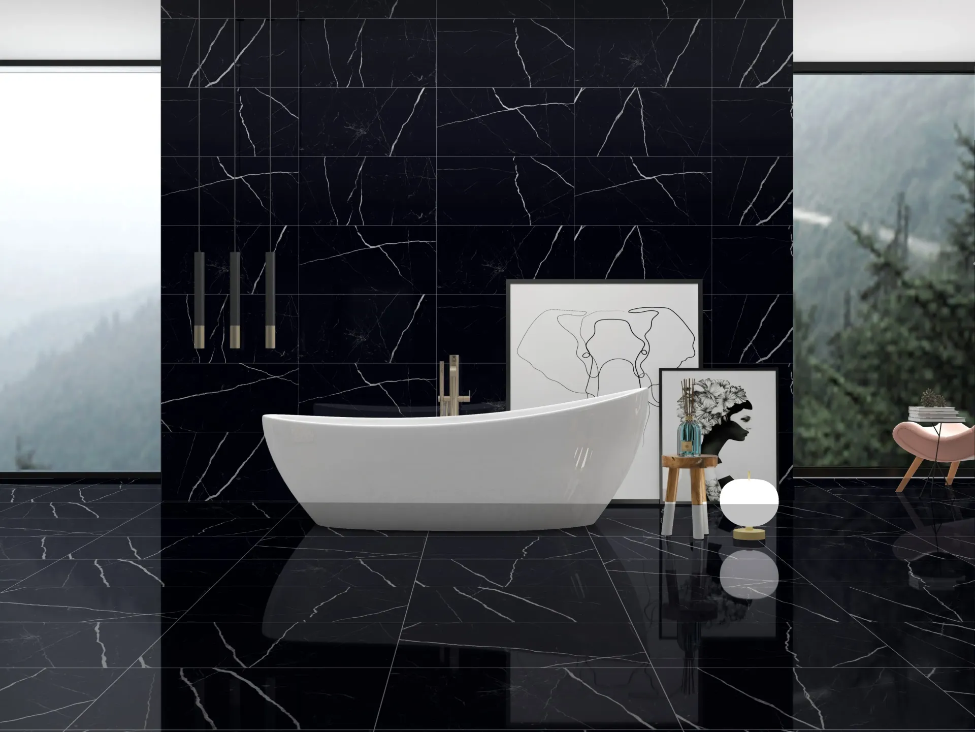[5207184193046] Nero Marquina 300x600 Polish